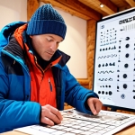 **Prompt:** Ski instructor attending a workshop, learning about new carving techniques. Instructor is focused, surrounded by diagrams and equipment. Modern ski resort background.