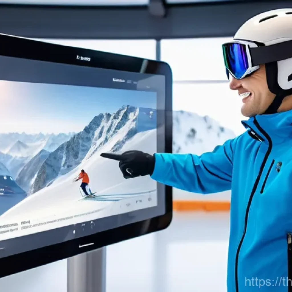 스키 강사의 강의 스타일 개발 방법 - **A highly detailed, realistic image of a modern ski instructor in a futuristic indoor ski training ...