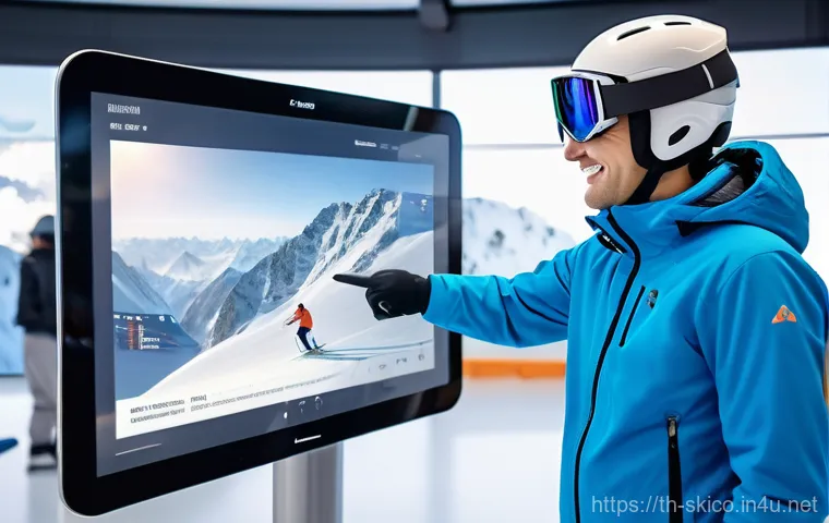 스키 강사의 강의 스타일 개발 방법 - **A highly detailed, realistic image of a modern ski instructor in a futuristic indoor ski training ...