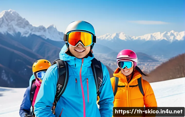 스키 강사의 프리랜서 성공 전략 - A professional Thai ski instructor teaching a diverse group of beginners on a snowy mountain slope i...