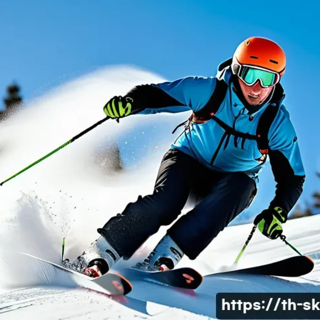스키 강사의 고급자 트레이닝 방법 - A professional skier practicing advanced carving technique on a steep snowy mountain slope in Colora...
