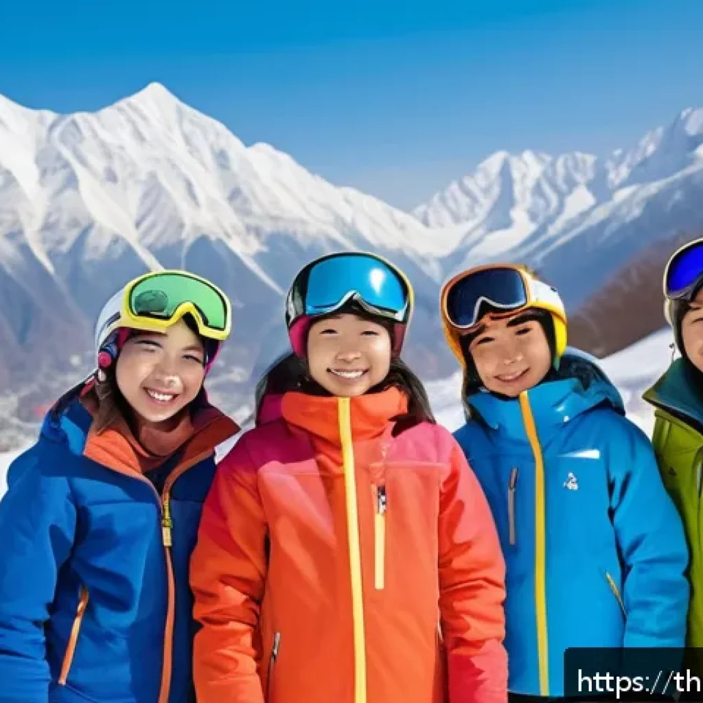 스키 강사의 심리학적 접근법 - A warm and inviting ski classroom scene on a snowy mountain in Thailand, showing a friendly ski inst...