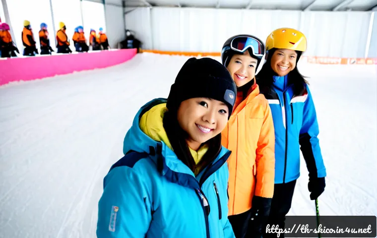 Home 17 스키 강사의 문화적 적응 사례 - Photorealistic indoor snow park in Thailand, a friendly Thai ski instructor warmly demonstrating beg...